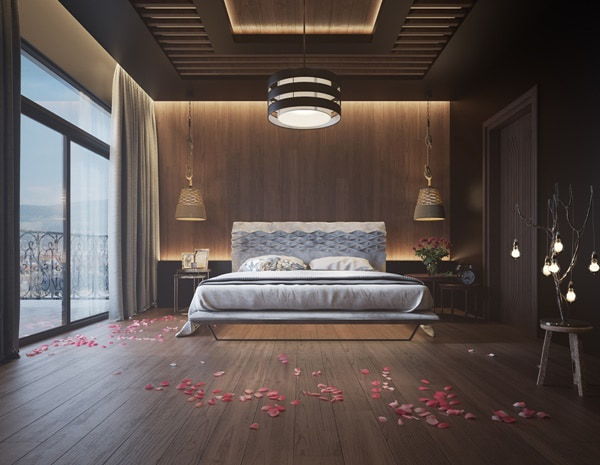 trang trí phòng ngủ với gỗ nhân tạo