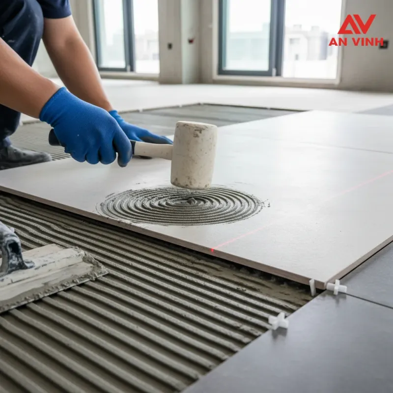 Hướng dẫn thi công keo dán gạch SCG và tận dụng 10 - 20 phút căn chỉnh