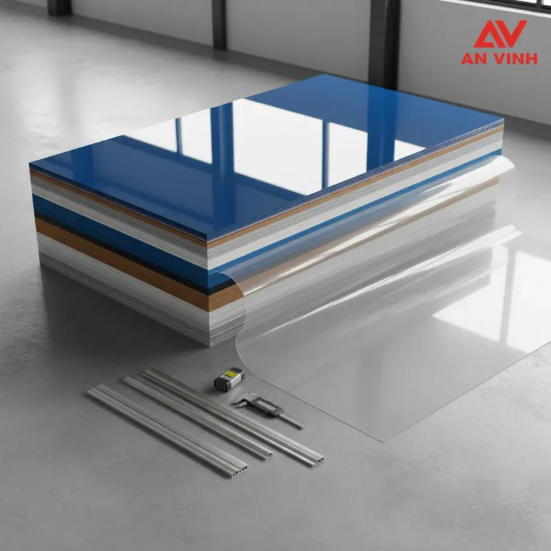 Báo giá tấm poly đặc 3mm & Quy cách khổ tấm (Cập nhật từ Vật liệu An Vinh)