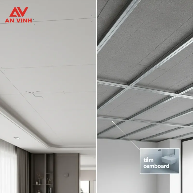 So sánh & Quyết định: Nên làm trần Cemboard hay trần Thạch cao?