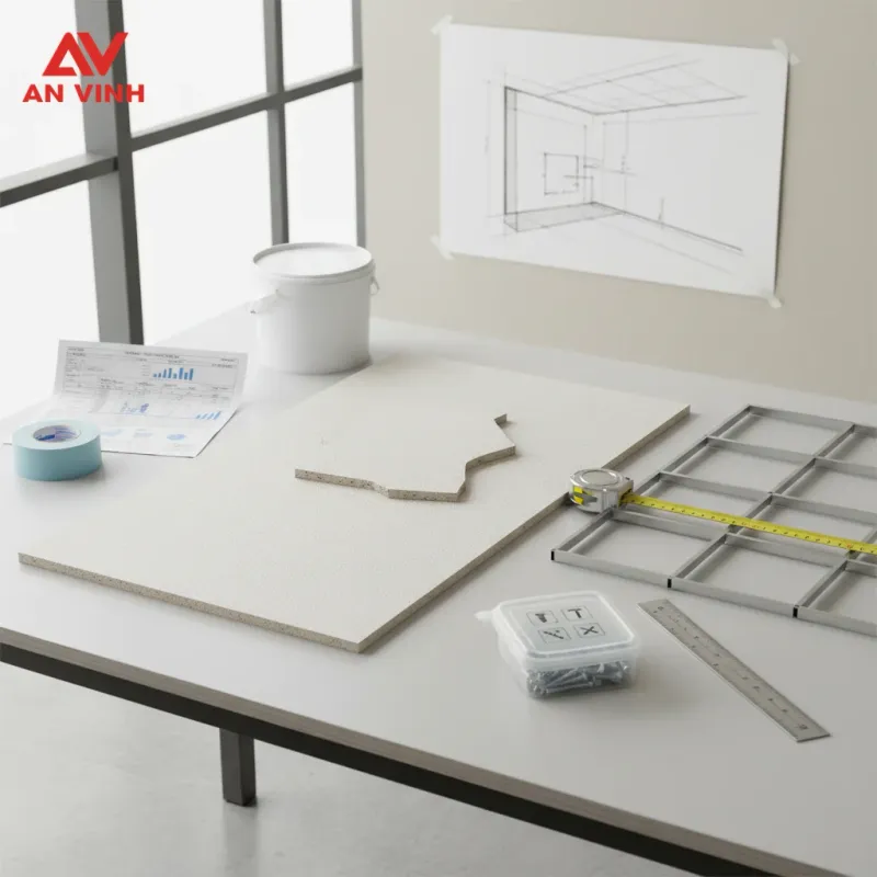 Hướng dẫn bóc tách vật tư & Báo giá tấm cemboard làm trần theo m2