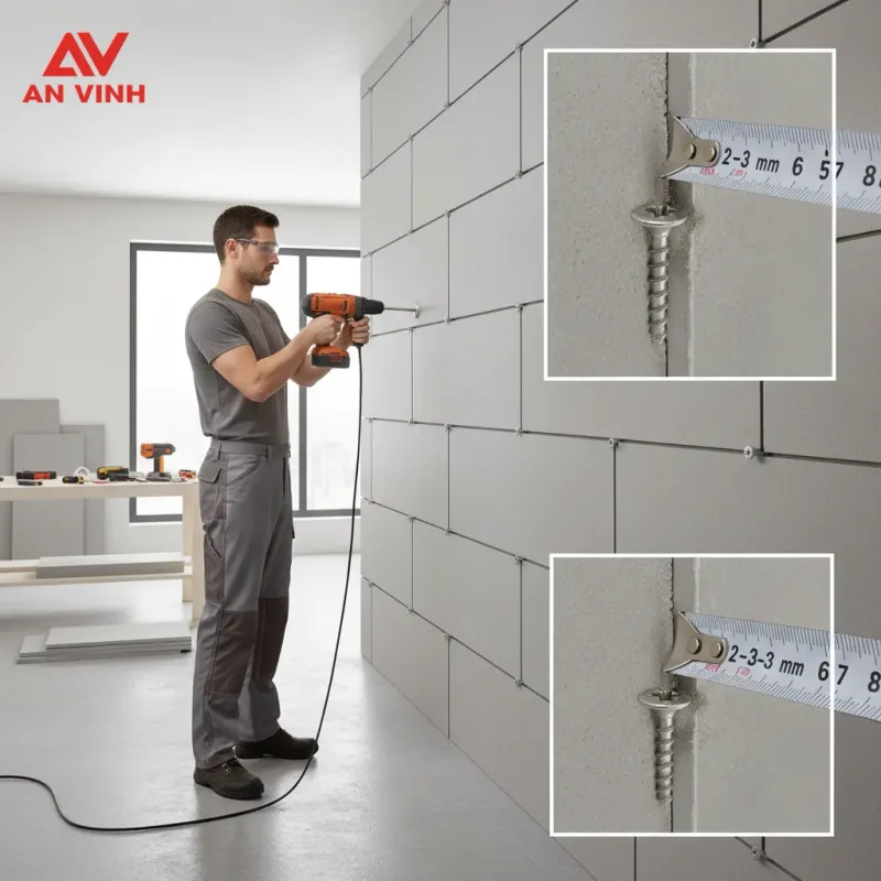 Bước 2: Lắp đặt tấm cemboard và tiêu chuẩn nghiệm thu