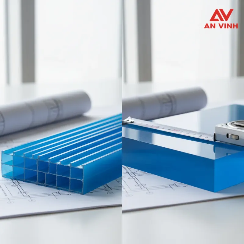 Tấm poly màu xanh hồ 1